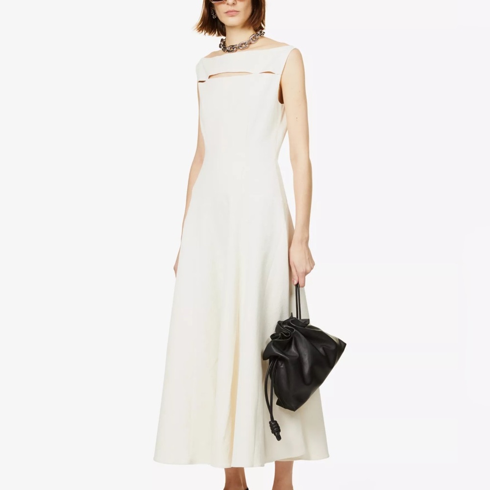 TOVE Rika Cutout Midi Dress Cream NWT EU 36 US 4